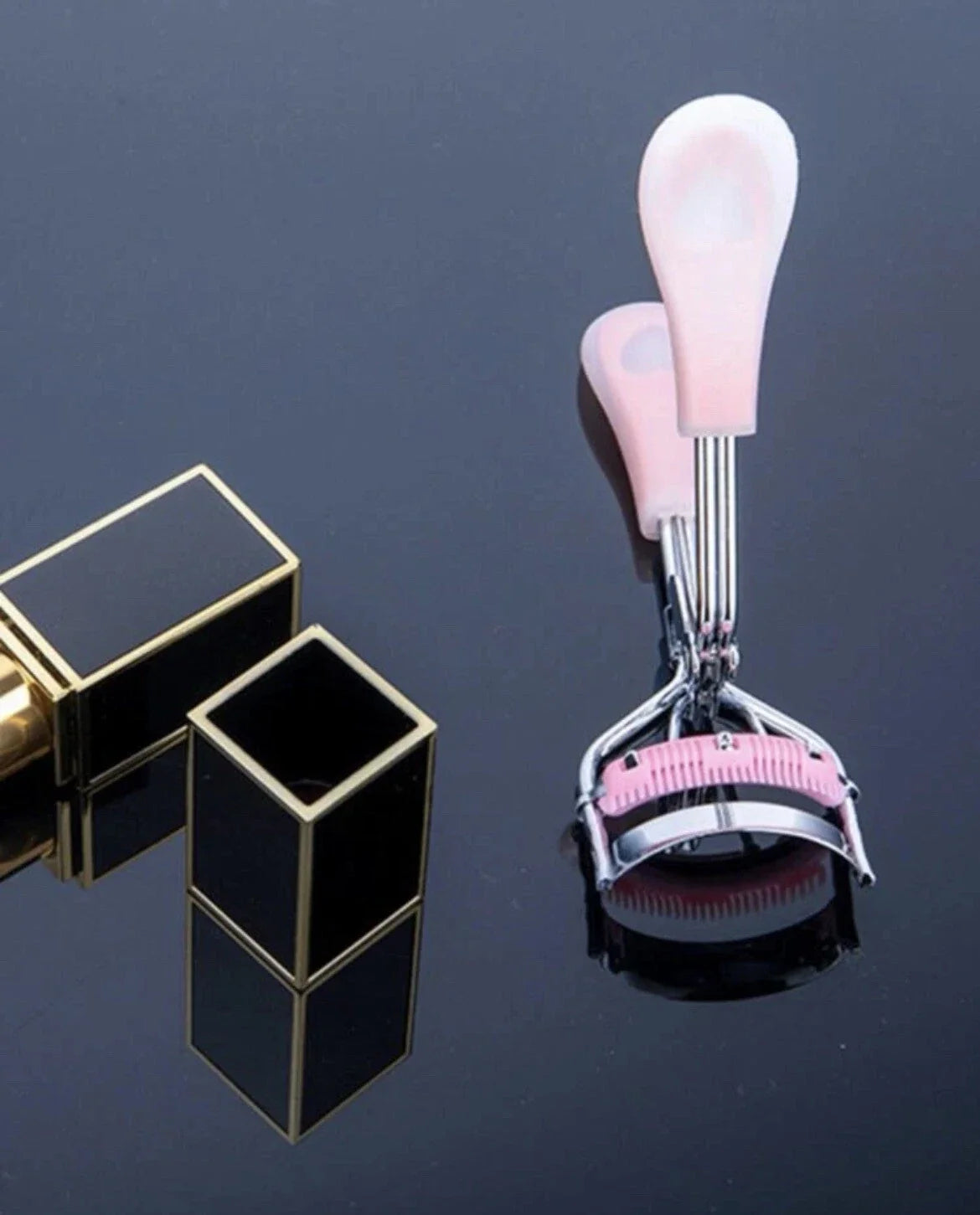 Stainless Steel Pink Eyelash Curler with Silicone Lash Comb